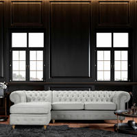 ECKSOFA Mikrofaser Hellgrau  - Hellgrau/Braun, Design, Holz/Textil (182/284cm) - P & B
