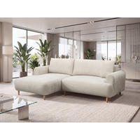 ECKSOFA VIRA Beige Struktur Rückenkissen, Bettkasten, Liegefläche im Originalstoff  - Beige/Naturfarben, Design, Holz/Textil (150/230cm) - MID.YOU