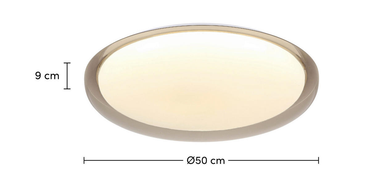 LED MENNYEZETI LÁMPA - áttetsző/fehér, Trend, műanyag/fém (50/9cm) - Novel