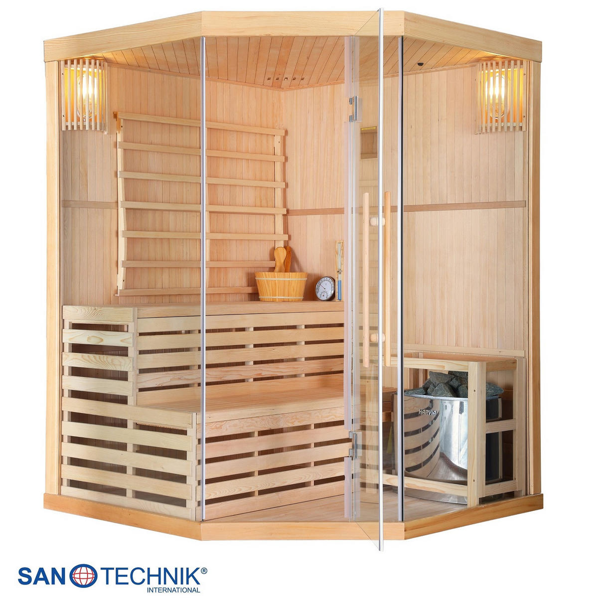 SAUNA für 3 Personen  - Basics, Holz (150/200/150cm)