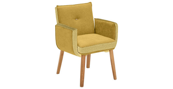 ARMLEHNSTUHL in Webstoff, Mikrofaser - Eichefarben/Gelb, Design, Holz/Textil (67/86/67cm) - Linea Natura
