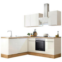 HÖRNKÖK 220/170 cm  i vit, vit högglans  - vit/aluminiumfärg, Lifestyle, trämaterial/plast (220/170cm) - Respekta