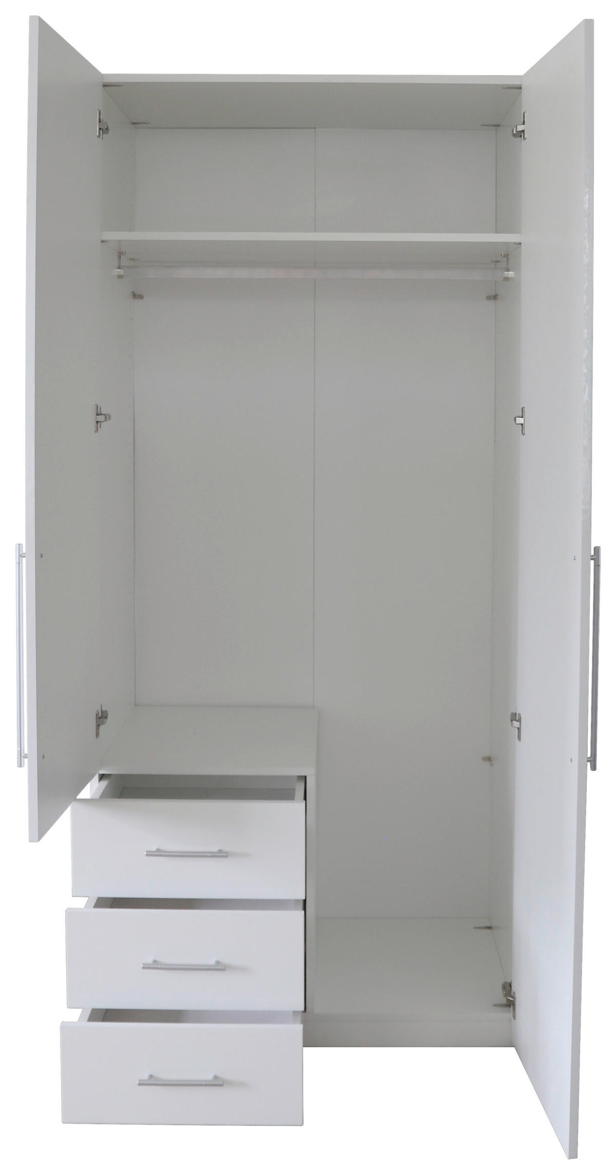 GARDEROB MED GÅNGJÄRN 98/218,6/59,4 cm 2-dörrar - vit/aluminiumfärg, Klassisk, metall/trämaterial (98/218,6/59,4cm) - Best Price