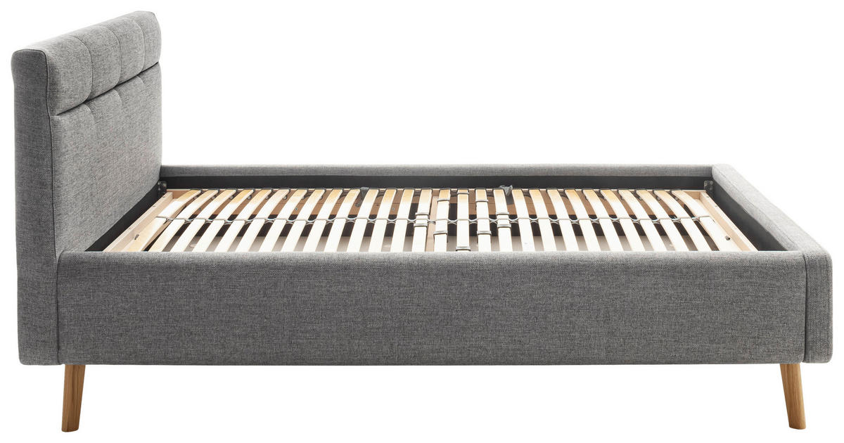 LIT REMBOURRÉ 140/200 cm  in Grau  - Eichefarben/Birkefarben, Konventionell, Holz/Textil (140/200cm) - Boxxx