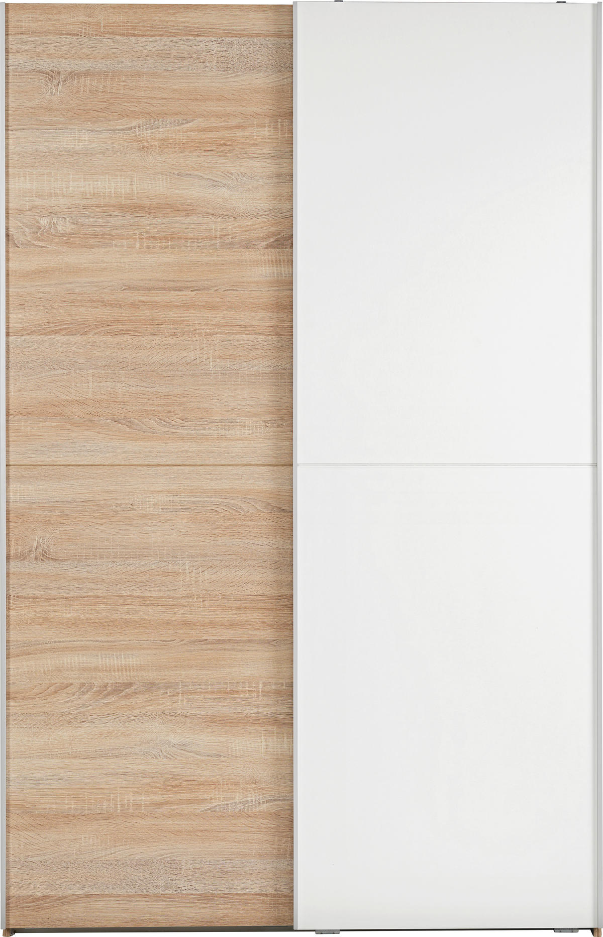 SCHWEBETÜRENSCHRANK in Weiss, Sonoma Eiche  - Weiss/Alufarben, Konventionell, Holzwerkstoff (125/195/38cm) - Livetastic