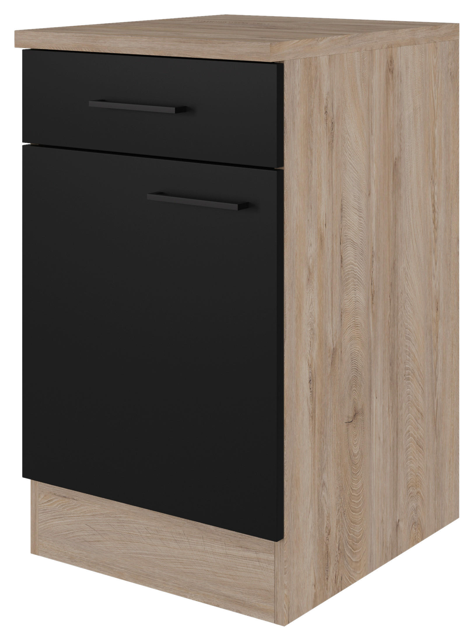 KÜCHENUNTERSCHRANK 50/85/57 cm  in Schwarz, Eichefarben  - Eichefarben/Schwarz, KONVENTIONELL, Holzwerkstoff/Metall (50/85/57cm) - FlexWell