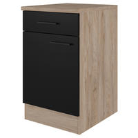 KÜCHENUNTERSCHRANK 50/85/57 cm  in Eichefarben, Schwarz  - Eichefarben/Schwarz, KONVENTIONELL, Holzwerkstoff/Metall (50/85/57cm) - FlexWell