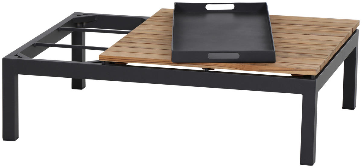 LOUNGEGARNITUR 3-teilig   Teakholz Aluminium, Stahl  - Anthrazit/Teakfarben, KONVENTIONELL, Holz/Kunststoff - Siena Garden