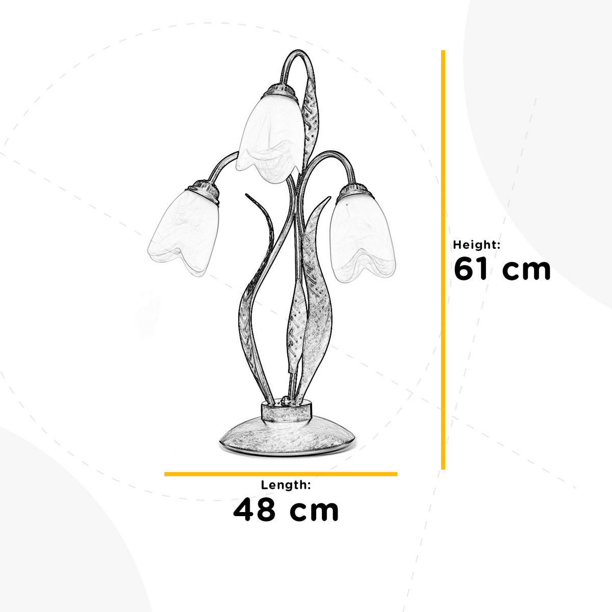 TISCHLEUCHTE 48/61/48 cm   - Bronzefarben, KONVENTIONELL, Glas/Metall (48/61/48cm)