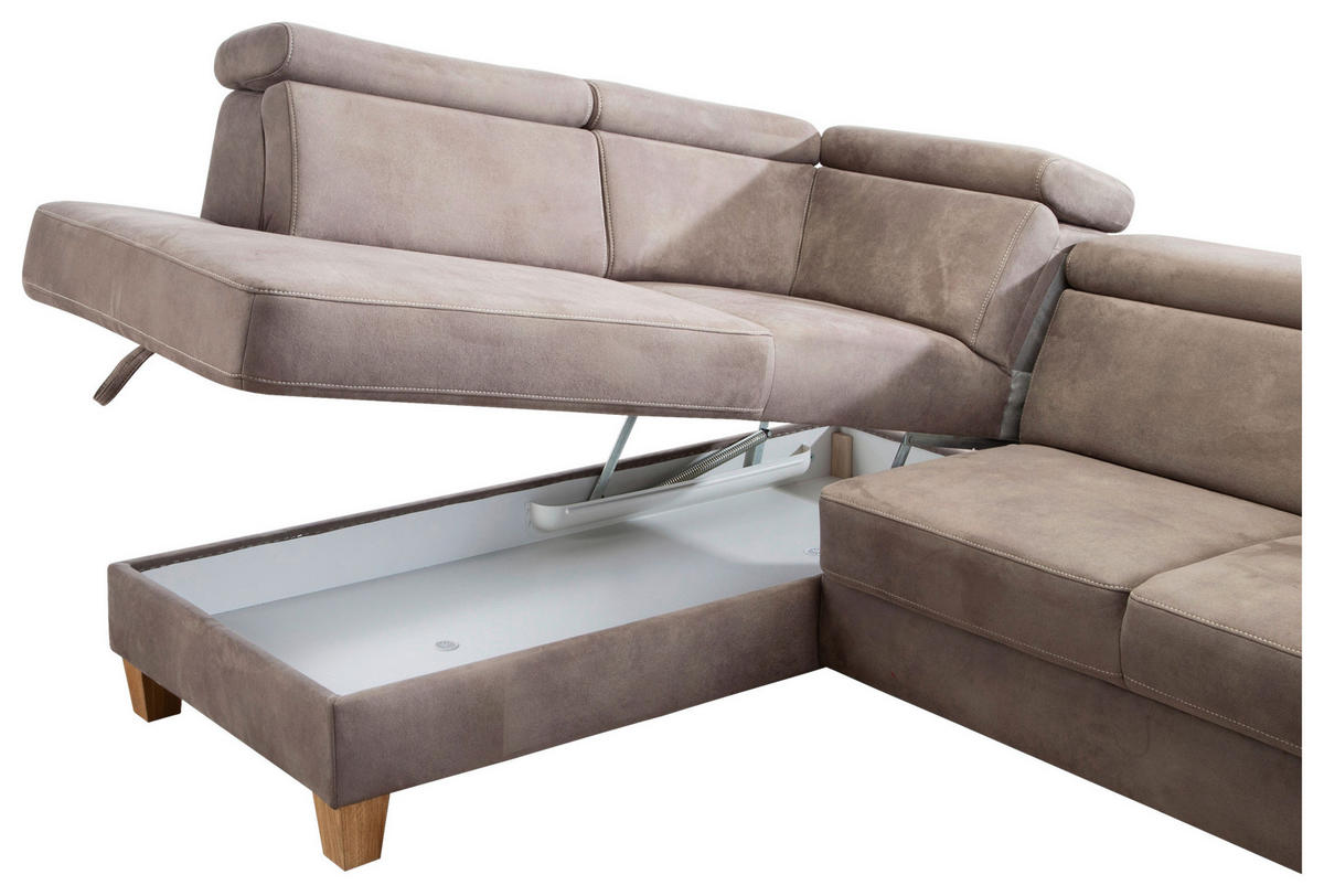 ECKSOFA in Mikrofaser Braun  - Eichefarben/Beige, Konventionell, Holz/Textil (194/245cm) - Sit & More