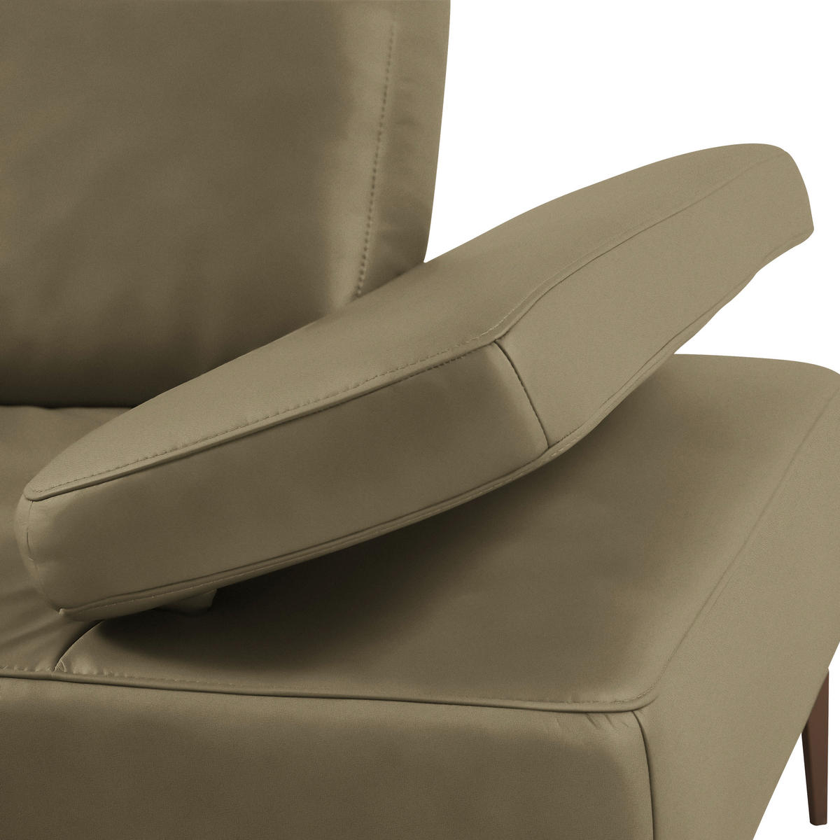 ECKSOFA in Echtleder Olivgrün  - Bronzefarben/Olivgrün, Design, Leder/Holz (176/314cm) - Valnatura