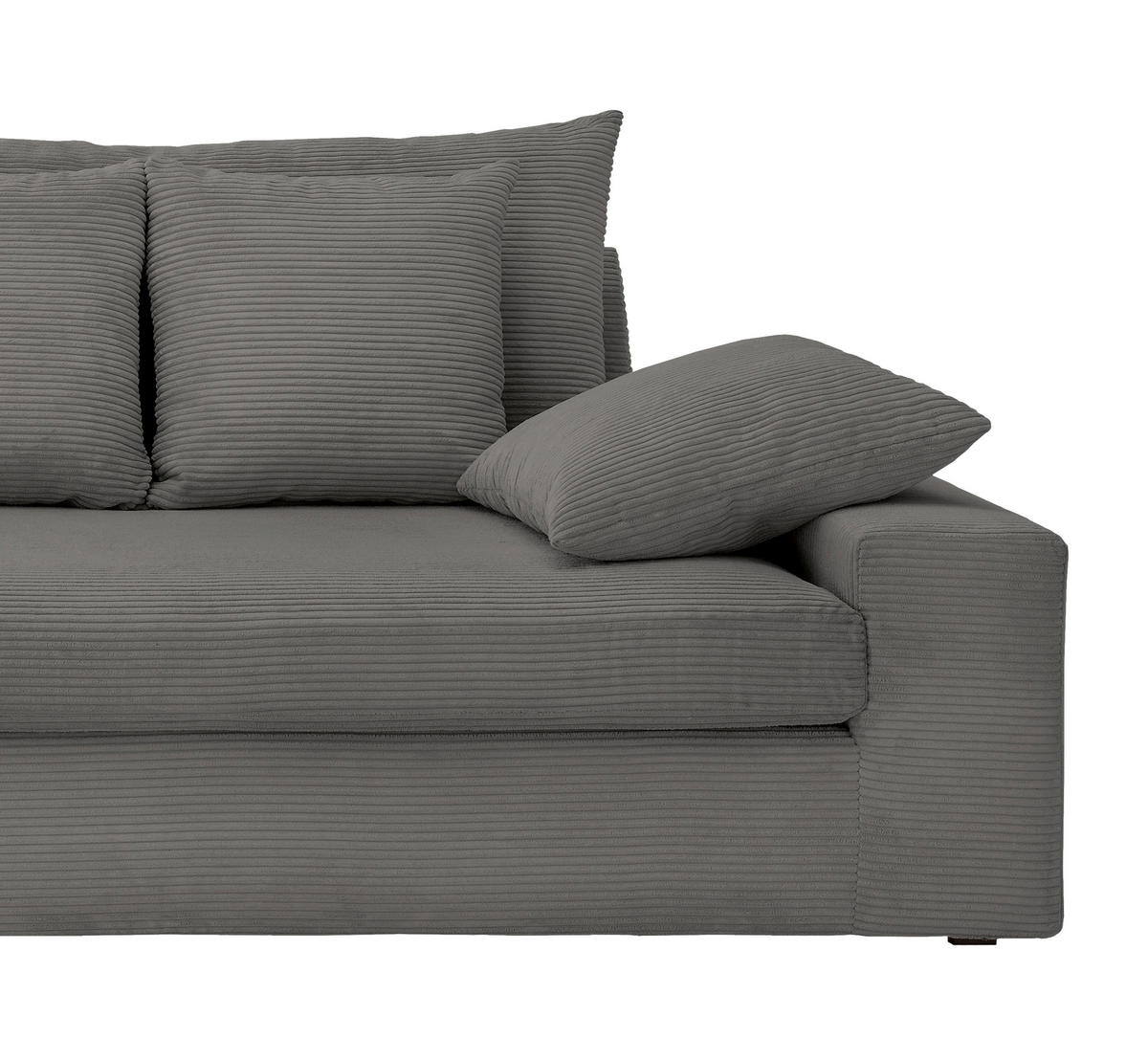 VIERSITZER-SOFA in Cord Grau  - Schwarz/Grau, Modern, Kunststoff/Textil (308/80/140cm) - Livetastic