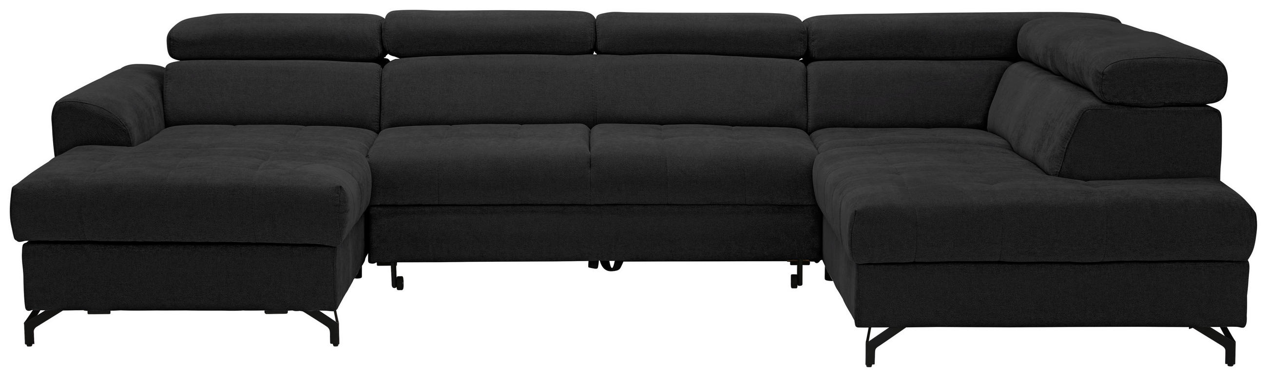 WOHNLANDSCHAFT in Struktur Schwarz  - Schwarz, Design, Textil/Metall (177/327/203cm) - Stylife