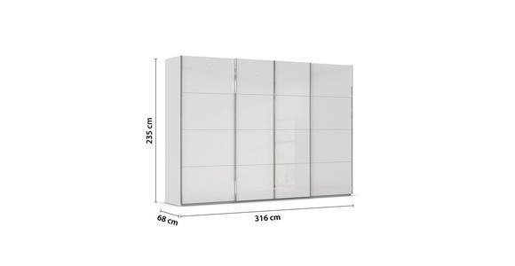 SCHWEBETÜRENSCHRANK 316/235/68 cm 4-türig Weiß, Hellgrau  - Chromfarben/Hellgrau, Design, Glas/Holzwerkstoff (316/235/68cm) - Novel