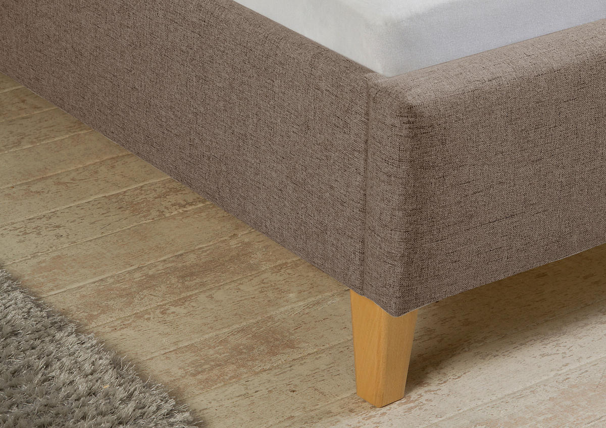POLSTERBETT  in Hellbraun,  - Hellbraun/Naturfarben, MODERN, Holz/Textil (165/99/216cm) - Livetastic