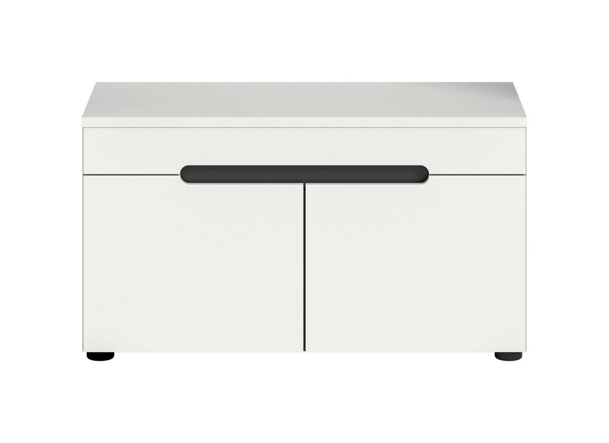 SITZBANK 80/45/37 cm Grau, Weiß Kunststoff  - Schwarz/Weiß, Design, Kunststoff (80/45/37cm) - Livetastic