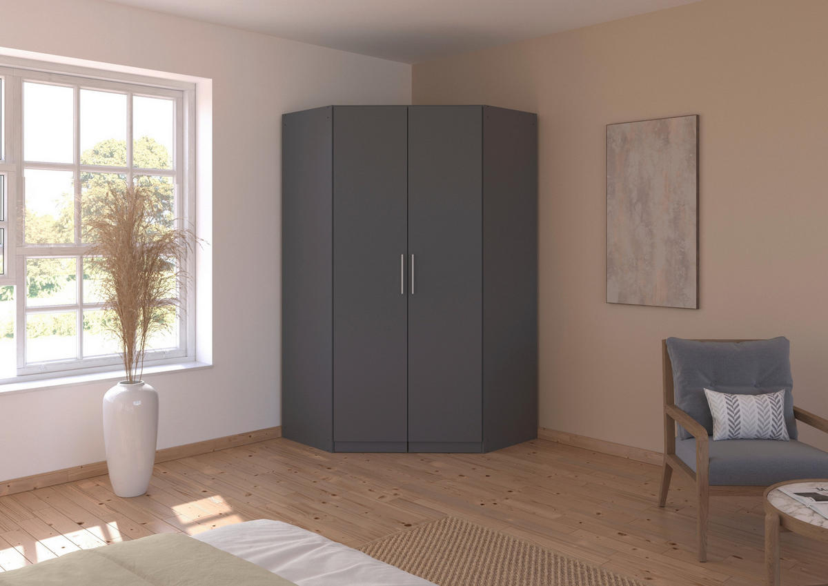 DREHTÜRENSCHRANK 117/210/54 cm,  in Grau, 2-türig  - Alufarben/Grau, KONVENTIONELL, Holzwerkstoff/Kunststoff (117/210/54cm) - home24