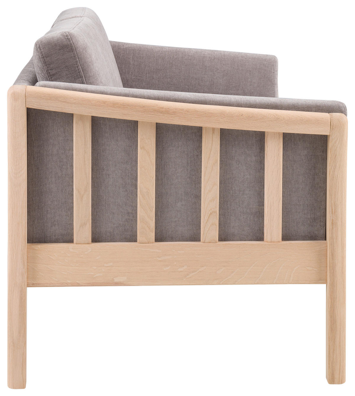 2-SITZER-SOFA Chenille Hellgrau, Eichefarben  - Eichefarben/Hellgrau, Design, Holz/Textil (142/79/82cm)