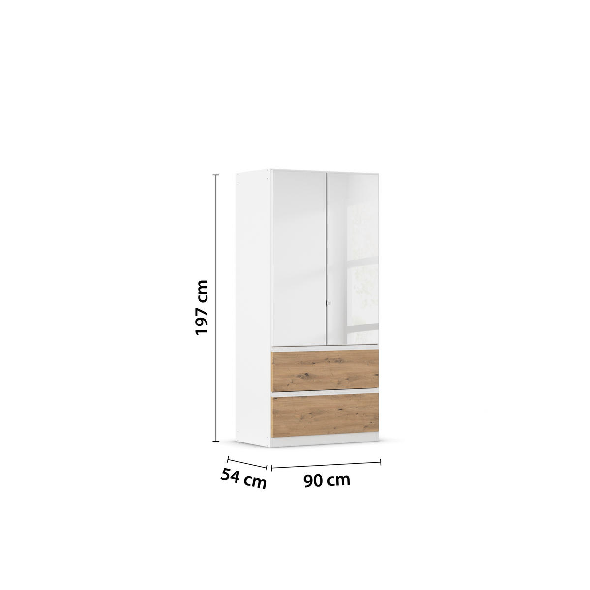 DREHTÜRENSCHRANK in Weiss, Eiche Artisan  - Weiss/Eiche Artisan, Modern, Holzwerkstoff (91/197/54cm) - Rauch Möbel