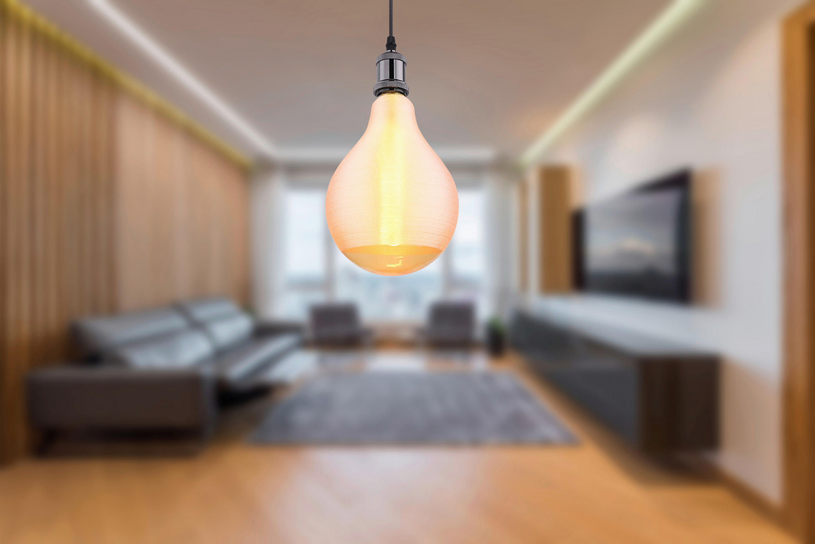 LED-LEUCHTMITTEL   E27 4 W  - Messingfarben/Orange, Basics, Glas/Metall (13/21cm) - Globo