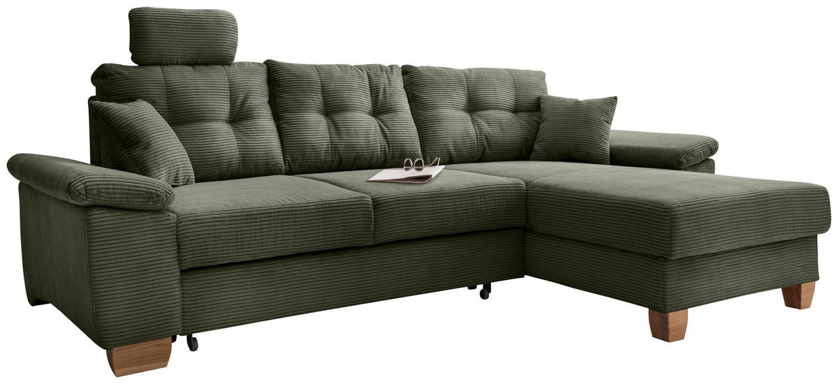 Freisteller von Livetastic ECKSOFA Dunkelgrün Cord.