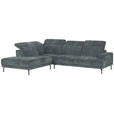 ECKSOFA Grau Chenille Kopfteilverstellung, Sitztiefenverstellung  - Schwarz/Grau, Design, Textil/Metall (243/307cm) - Xora