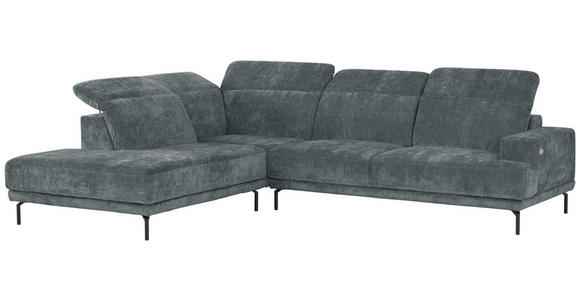 ECKSOFA Grau Chenille Kopfteilverstellung, Sitztiefenverstellung  - Schwarz/Grau, Design, Textil/Metall (243/307cm) - Xora