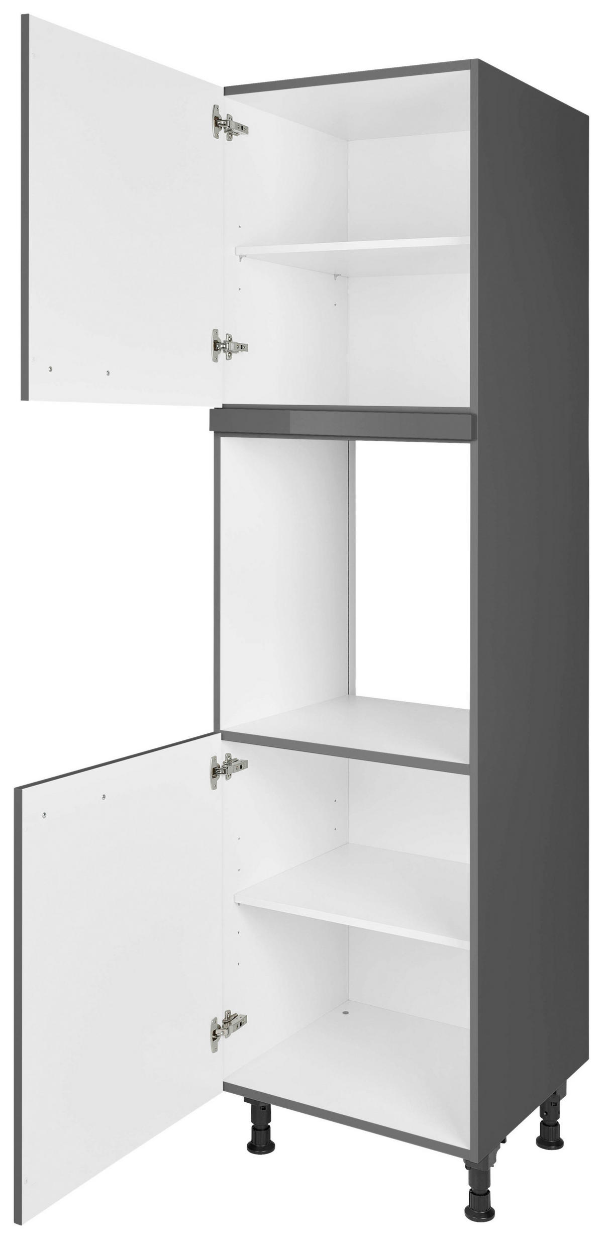 GERÄTEUMBAUSCHRANK 60/216,6/58 cm  in Schieferfarben  - Schieferfarben/Edelstahlfarben, MODERN, Holzwerkstoff/Metall (60/216,6/58cm) - Nobilia
