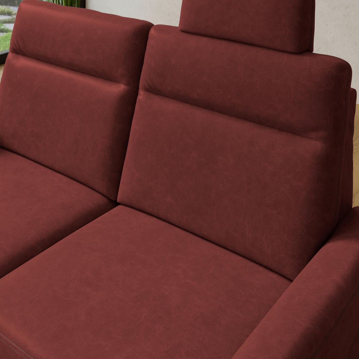2,5-SITZER Mikrofaser Rotbraun  - Rotbraun/Schwarz, Konventionell, Kunststoff/Textil (170/99/91cm) - Elegando