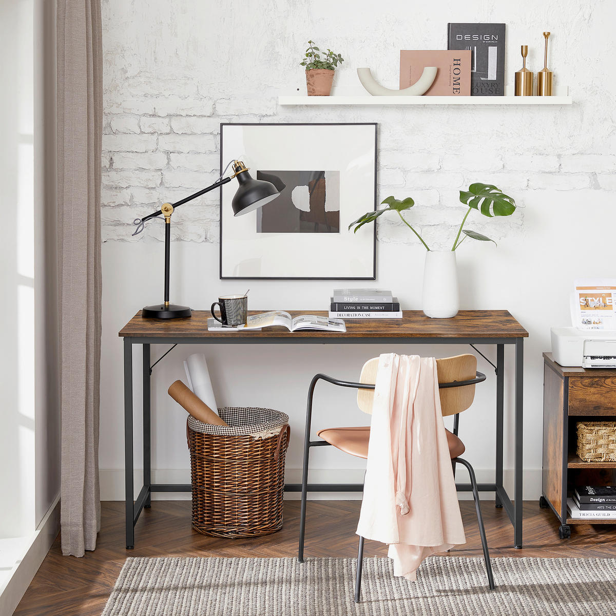 COMPUTERTISCH Braun, Schwarz  - Schwarz/Braun, MODERN, Holzwerkstoff/Metall (135/60/75cm) - MID.YOU