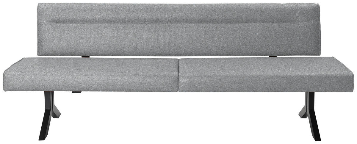 SITZBANK in Metall, Textil Hellgrau  - Hellgrau/Schwarz, Konventionell, Textil/Metall (220/87/70cm) - Moderano