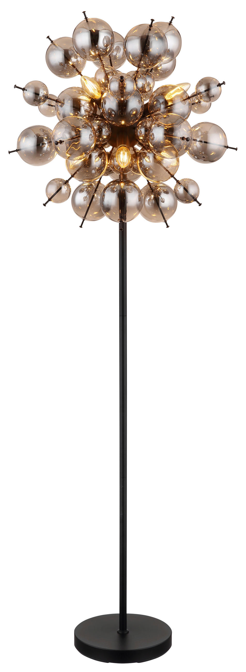 STEHLEUCHTE 55/155 cm    - Schwarz, Design, Glas/Metall (55/155cm) - Globo