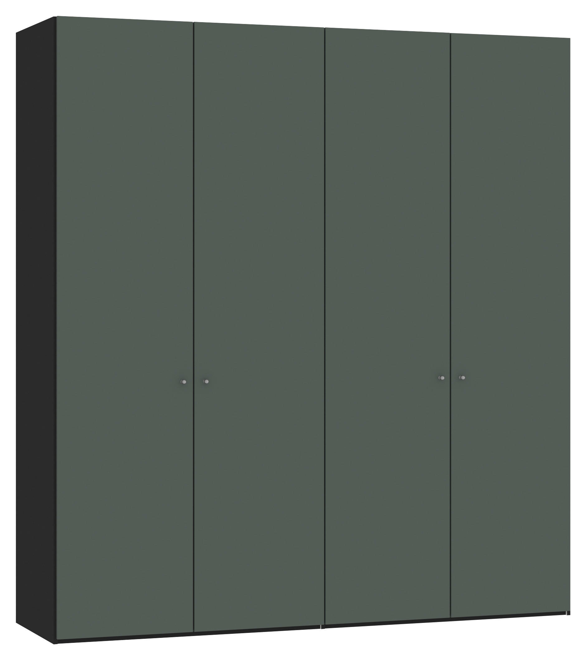 DREHTÜRENSCHRANK 203/220/40 cm,  in Grau, Grün, Schwarz, 4-türig  - Silberfarben/Schwarz, Design, Glas/Holzwerkstoff (203/220/40cm) - Jutzler