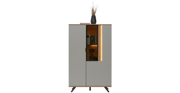 HIGHBOARD Eichefarben, Hellgrau  92,9/136,6/42 cm  - Eichefarben/Hellgrau, MODERN, Glas/Holz (92,9/136,6/42cm) - Dieter Knoll