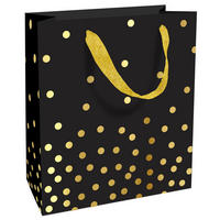 GESCHENKTASCHE  - Goldfarben/Schwarz, Trend, Papier (18cm)