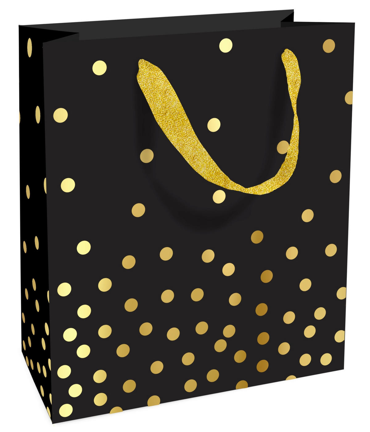 GESCHENKTASCHE  - Goldfarben/Schwarz, Trend, Papier (18cm)