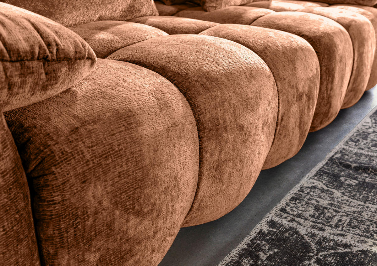 BIGSOFA in Chenille Rostfarben  - Rostfarben/Schwarz, Design, Kunststoff/Textil (265/67/130cm) - home24