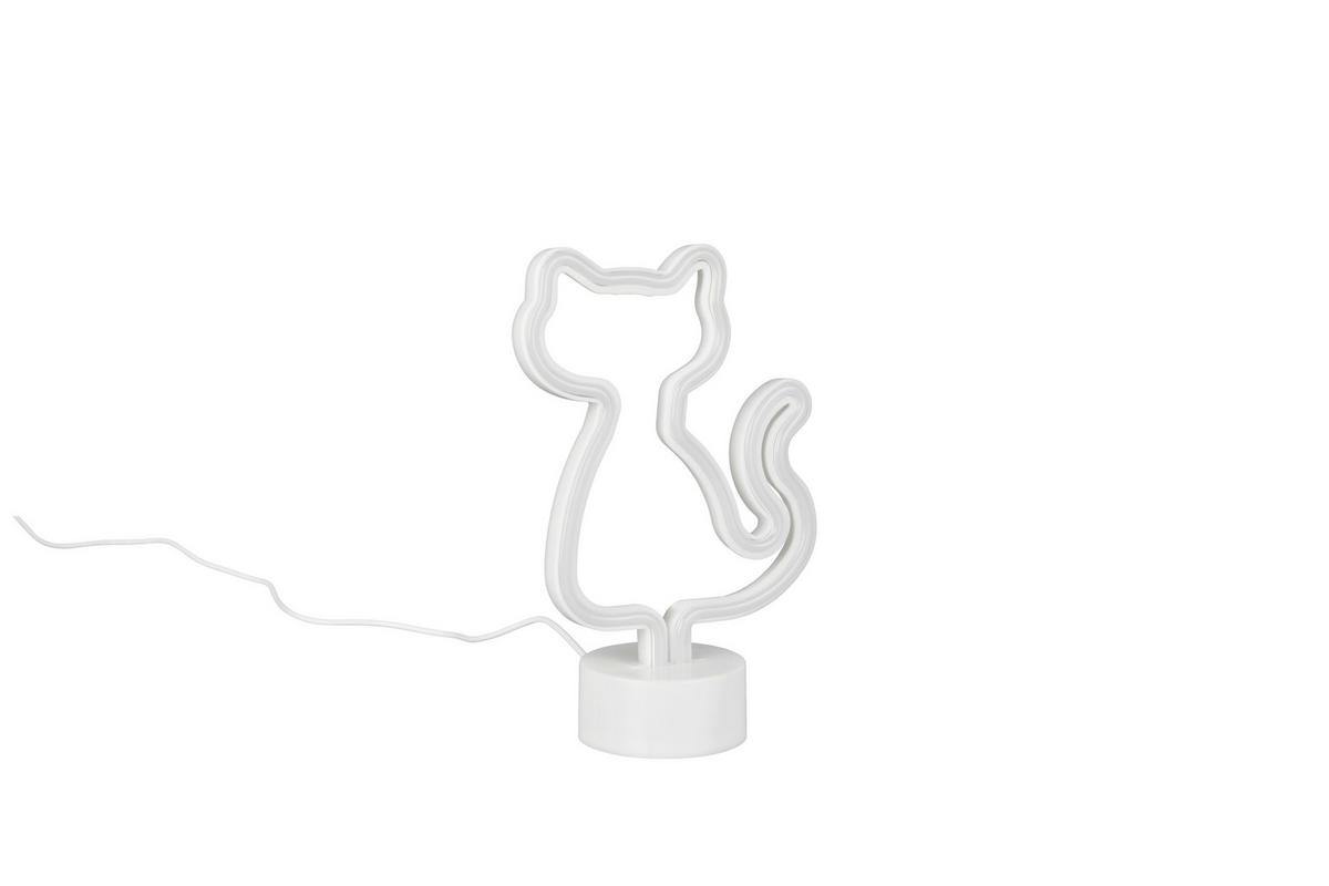 LED-TISCHLEUCHTE Cat 16/25/8,5 cm  - Weiß, LIFESTYLE, Kunststoff (16/25/8,5cm)
