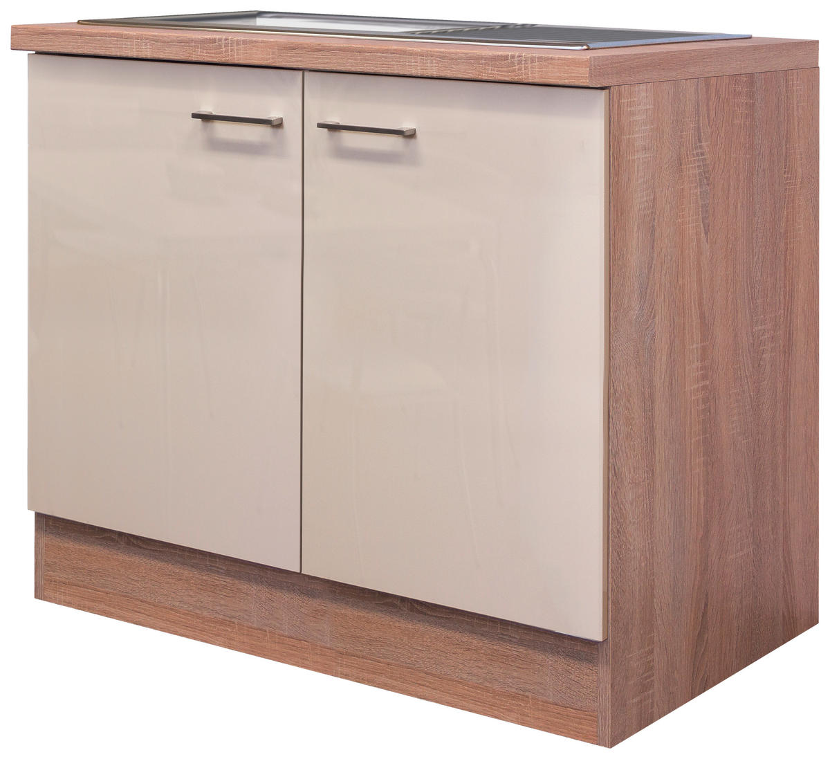 SPÜLENUNTERSCHRANK 100/86/60 cm  in Kaschmir  - Kaschmir/Edelstahlfarben, MODERN, Holzwerkstoff/Metall (100/86/60cm) - FlexWell