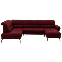 WOHNLANDSCHAFT in Echtleder Rot  - Rot/Schwarz, Design, Leder/Metall (206/336/181cm) - Beldomo Speed