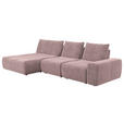 ECKSOFA in Velours Altrosa  - Schwarz/Altrosa, Design, Kunststoff/Textil (174/342cm) - Xora