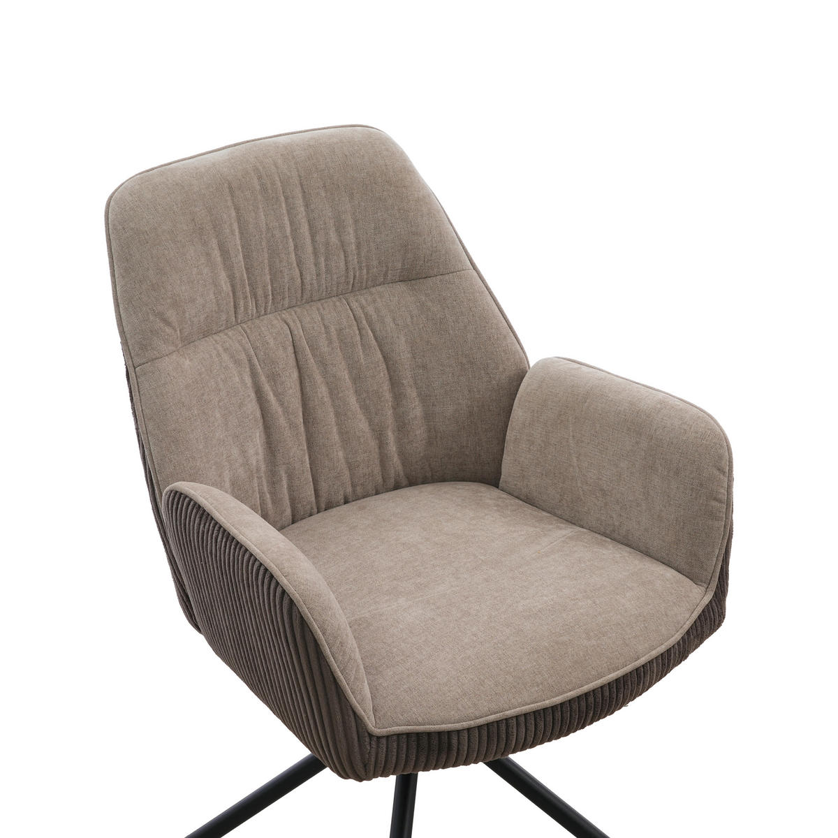 ARMLEHNSTUHL  Sitzfläche 180° drehbar Mikrofaser  Schwarz, Dunkelbraun, Beige  - Dunkelbraun/Beige, MODERN, Textil/Metall (60/89/65cm) - Livetastic
