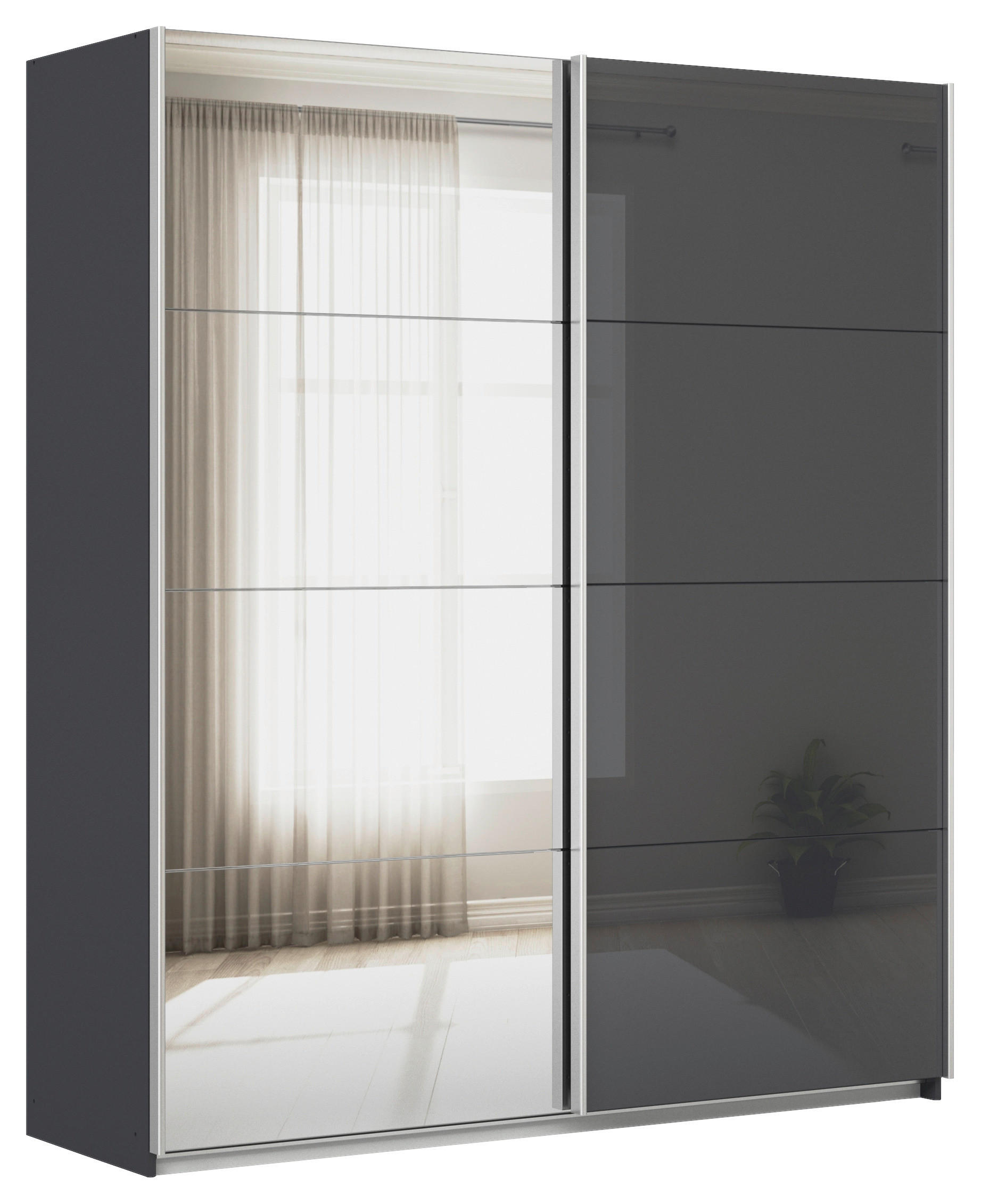 Schwebetürenschrank Mit Spiegel 181cm, Anthrazit