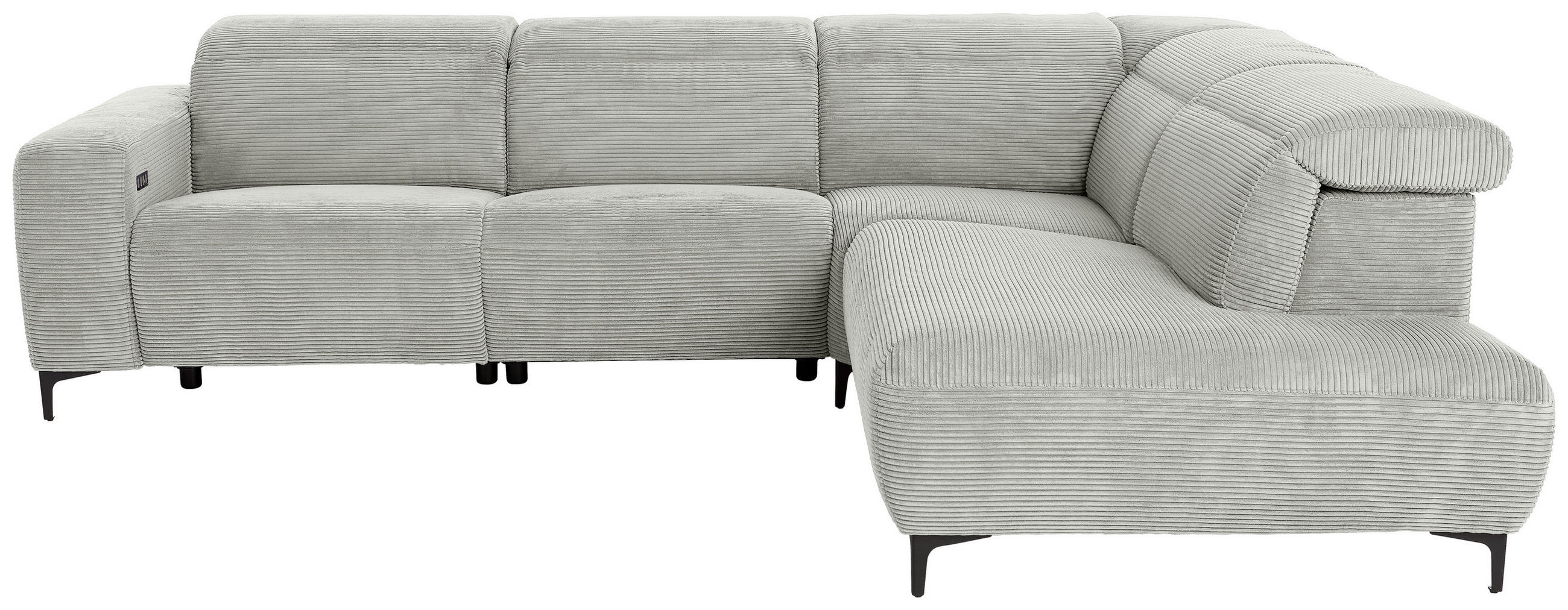 ECKSOFA Hellgrau Cord  - Hellgrau/Schwarz, Design (290/223cm) - Pure Home Lifestyle