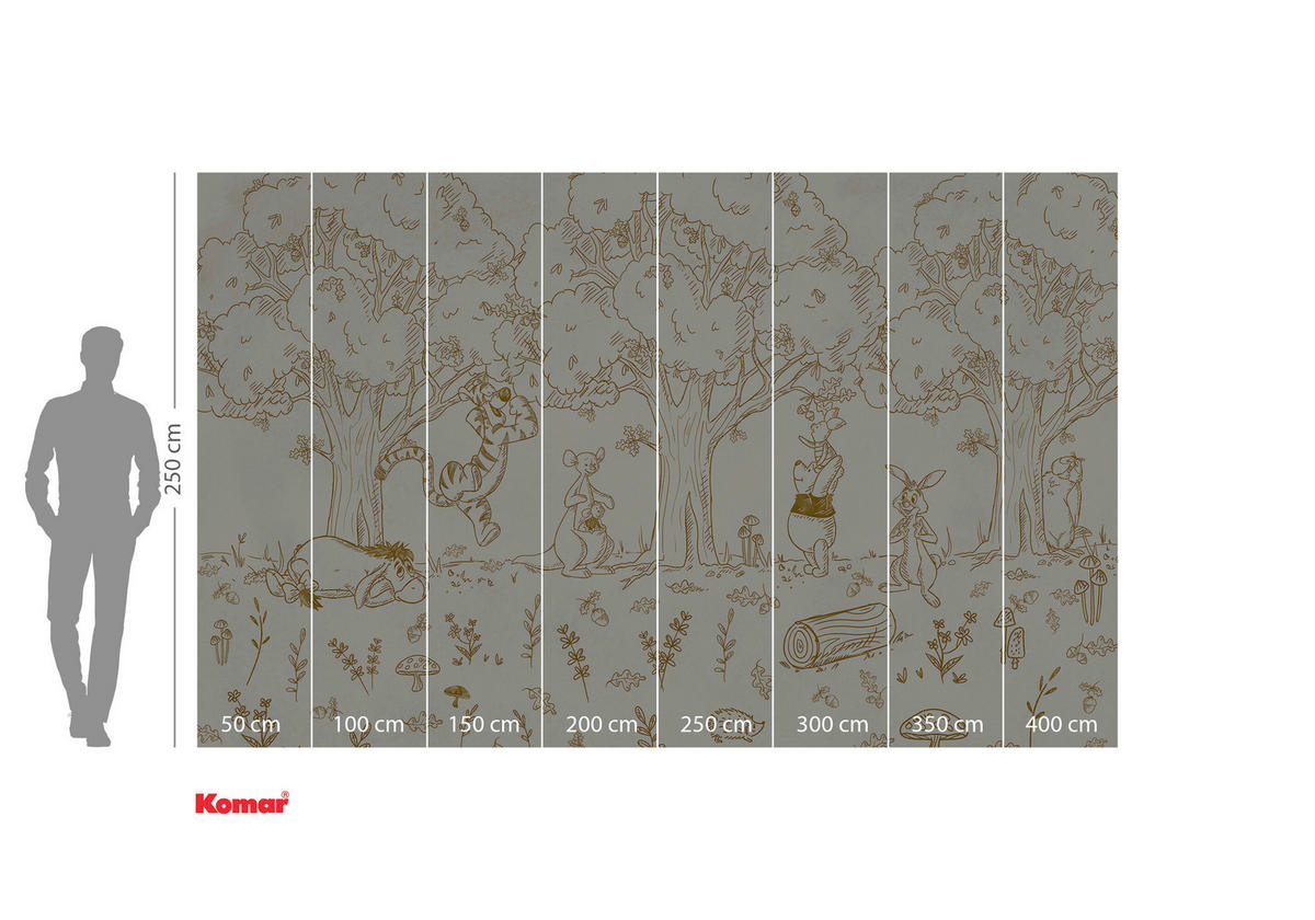 FOTOTAPETE WINNIE THE POOH  - Gelb, Design, Textil (400/250cm) - Disney
