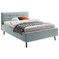 POLSTERBETT 140/200 cm,  in Blau, Lattenrost, Bettkasten,  - Blau/Birkefarben, KONVENTIONELL, Holz/Textil (140/200cm) - Boxxx