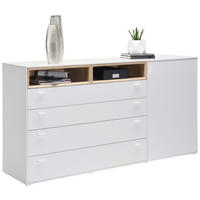 KOMODA, bílá, barvy dubu, 180,4/92,8/43 cm - bílá/barvy dubu, Design, kompozitní dřevo (180,4/92,8/43cm) - Hom`in