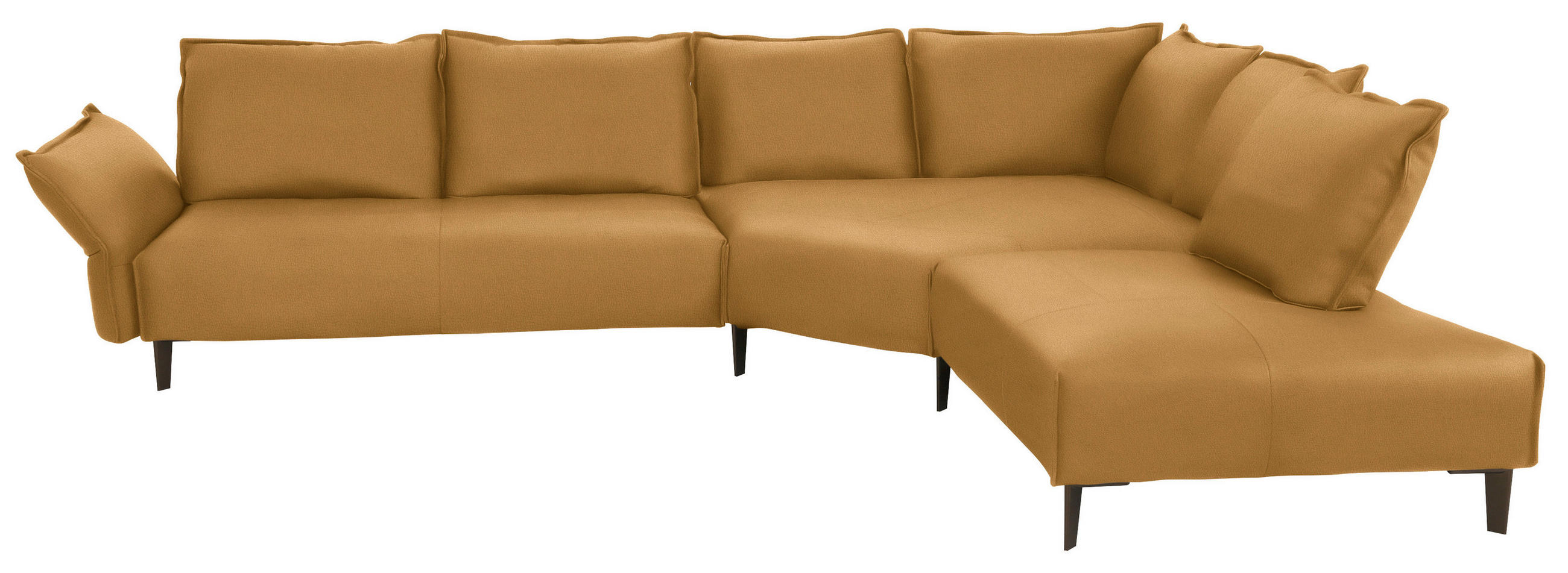 ECKSOFA in Echtleder Currygelb  - Currygelb/Schwarz, Design, Leder/Metall (340/272cm) - W.Schillig