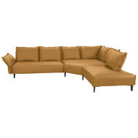 ECKSOFA in Echtleder Currygelb  - Currygelb/Schwarz, Design, Leder/Metall (340/272cm) - W.Schillig