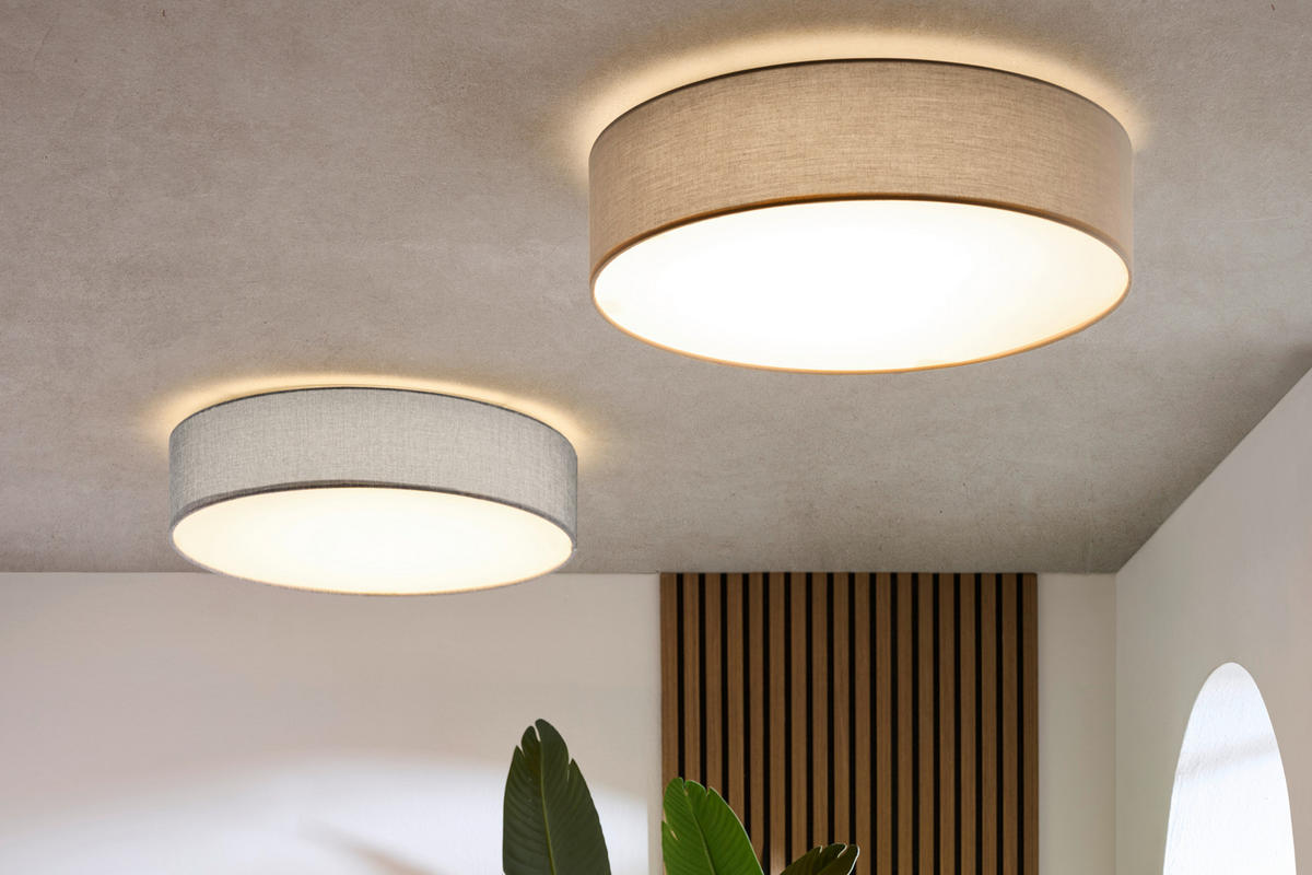 LED-DECKENLEUCHTE Romaro-Z  Smart 57/15 cm   - Taupe/Weiß, Basics, Kunststoff/Textil (57/15cm) - Eglo